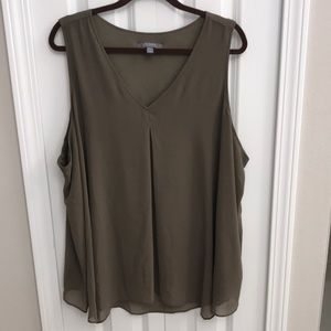 Lisa Rinna Sleeveless Tank with Chiffon Overlay